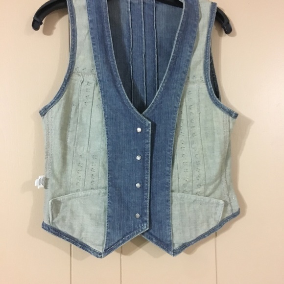 Express Fitted Studded Denim Jeans Vest Si… - Picture 11 of 15